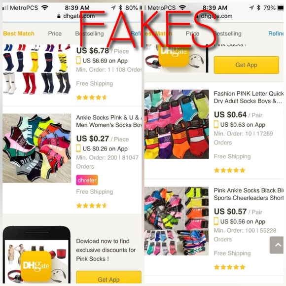 ๐ซFAKE VS PINK SOCKS๐ซ BUYER BEWARE! - Picture 11 of 15